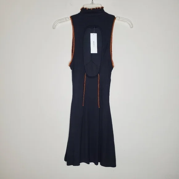 Urban Outfitters Deja Black Halter Mock Neck Ribbed Exposed Seamed Mini Dress - Picture 7 of 10